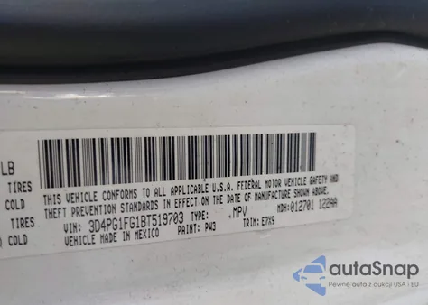 2011 Dodge Journey Mainstreet from USA, damaged, VIN 3D4PG1FG1BT519703